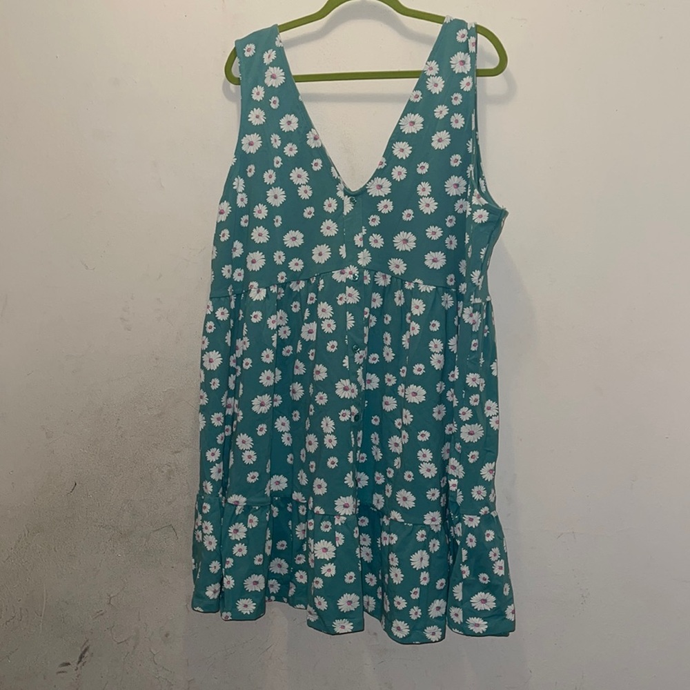 Turquoise flowery deep V cut sleeveless dress by ASOS